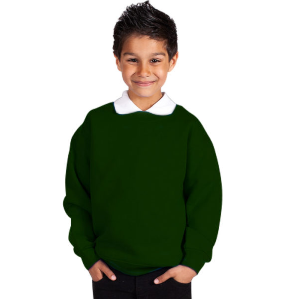 Kids Premium Hi-Spec Set-In Crew Sweatshirt TSK01-bottle-green