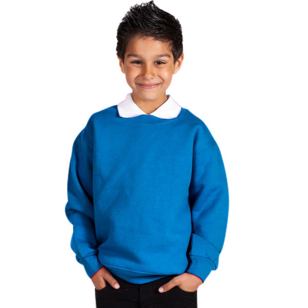 Kids Premium Hi-Spec Set-In Crew Sweatshirt TSK01-electric-blue
