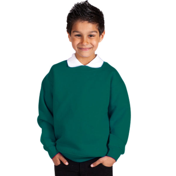 Kids Premium Hi-Spec Set-In Crew Sweatshirt TSK01-forrest-green