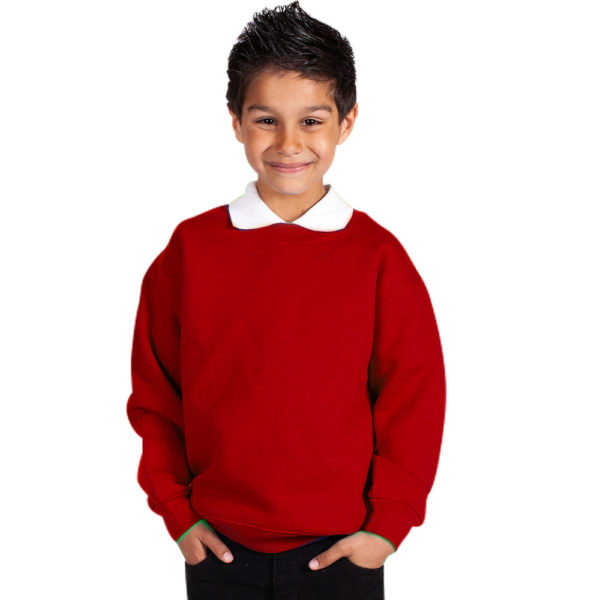 Kids Premium Hi-Spec Set-In Crew Sweatshirt TSK01-red