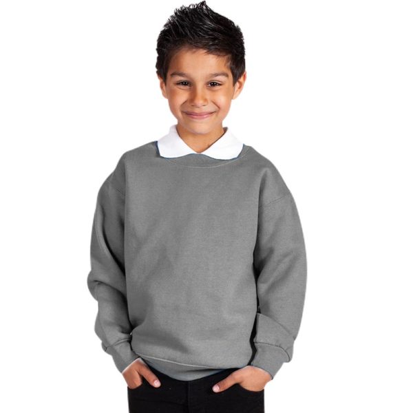 Kids Premium Hi-Spec Set-In Crew Sweatshirt TSK01-school-grey