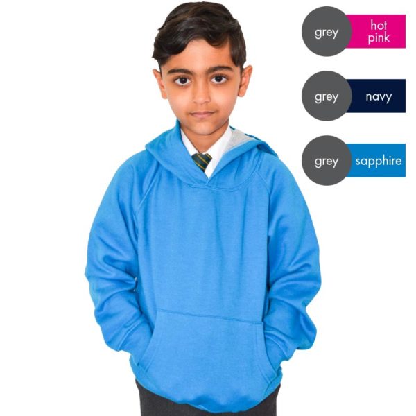 Kids Contrast Hooded Raglan Sweatshirt TSK07