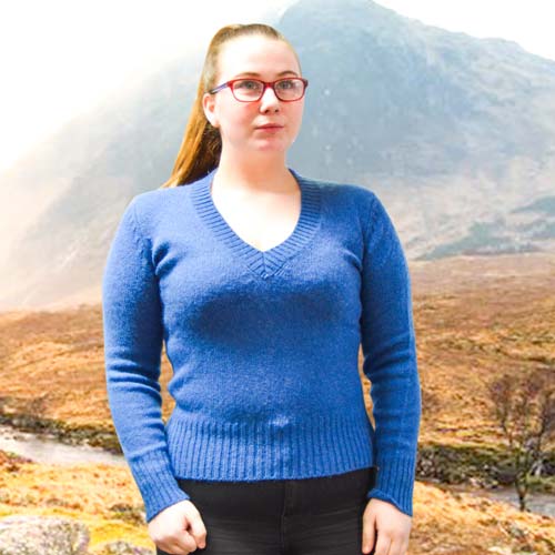 100% Shetland Wool Jumper Ladies V-Neck Long Sleeve Fully Fashion Pure New Wool VJUA08