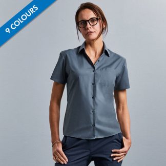Ladies Easy Care Poplin Shirt Short Sleeve - JSHL935