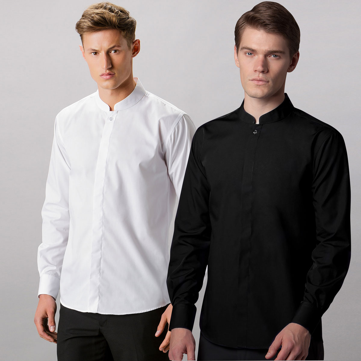 Mandarin Collar Shirt Long Sleeve - KK161